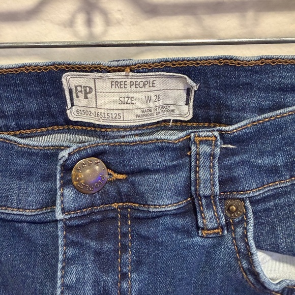 Free People Blue Distressed Ankle Crop Jeans - Picture 3 of 3